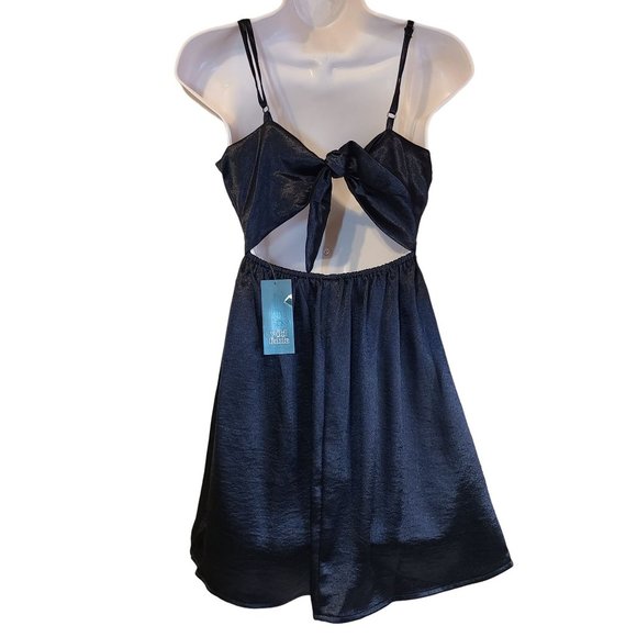 Wild Fable Womens Sleeveless A Line Satin Mini Dress Black Size XL Adjustable - Picture 7 of 9